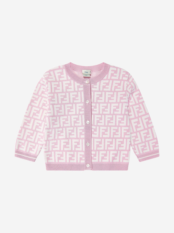 Baby Girls FF Logo Knitted Cardigan in Pink