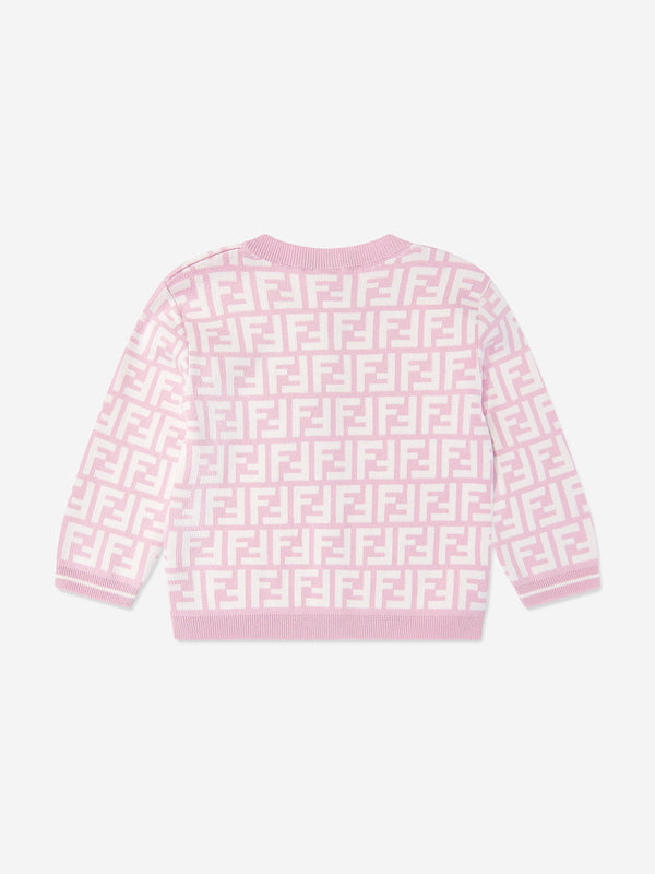 Baby Girls FF Logo Knitted Cardigan in Pink