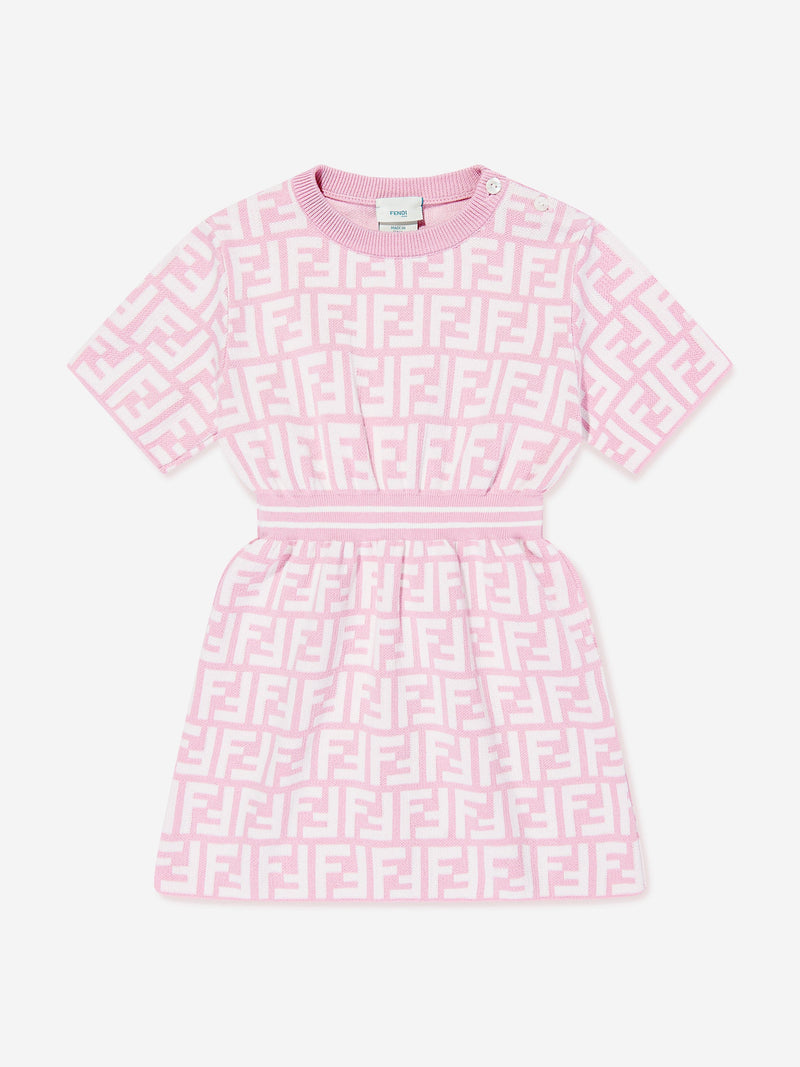 Baby Girls FF Logo Knit Dress in Pink