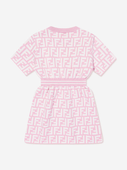 Baby Girls FF Logo Knit Dress in Pink