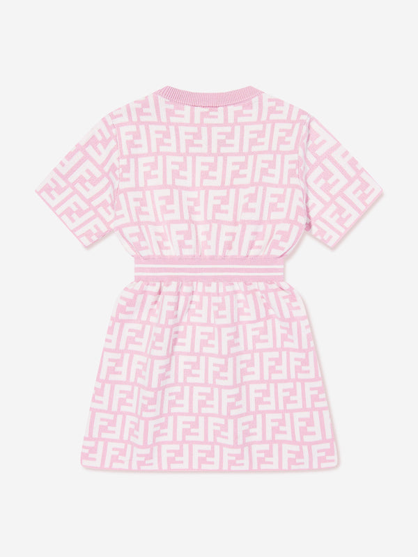 Baby Girls FF Logo Knit Dress in Pink