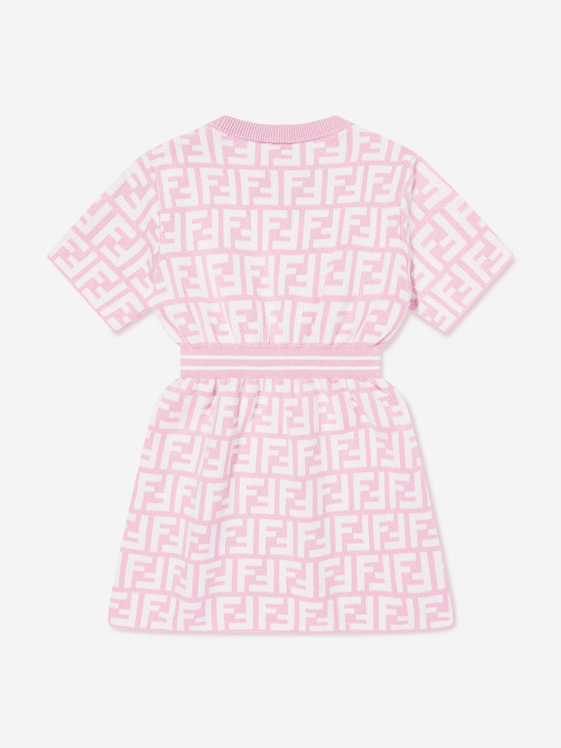 Baby Girls FF Logo Knit Dress in Pink