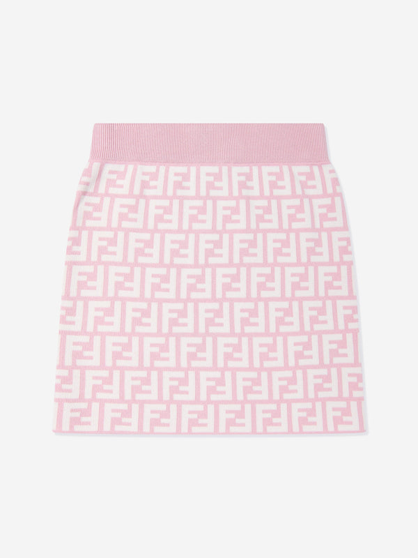Girls FF Logo Knitted Skirt in Pink