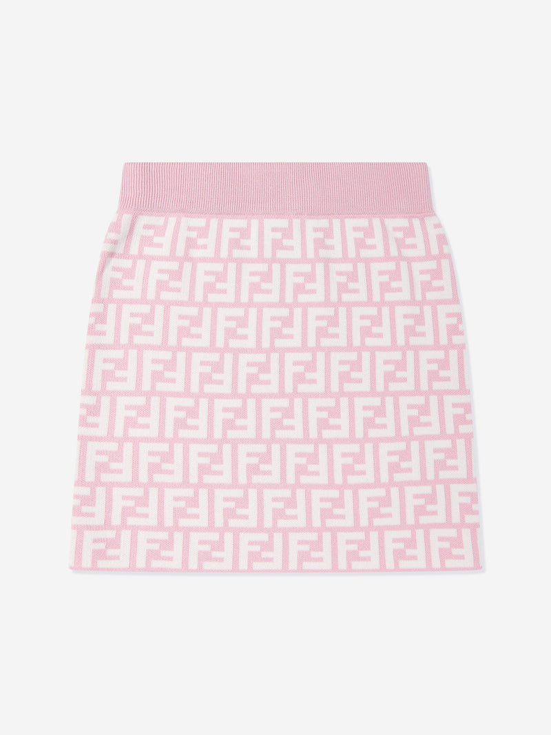 Girls FF Logo Knitted Skirt in Pink