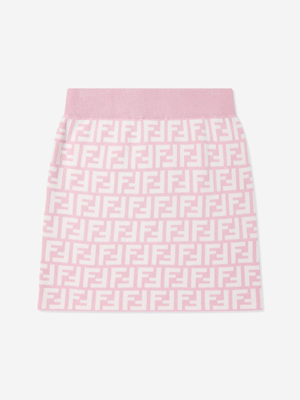 Girls FF Logo Knitted Skirt in Pink