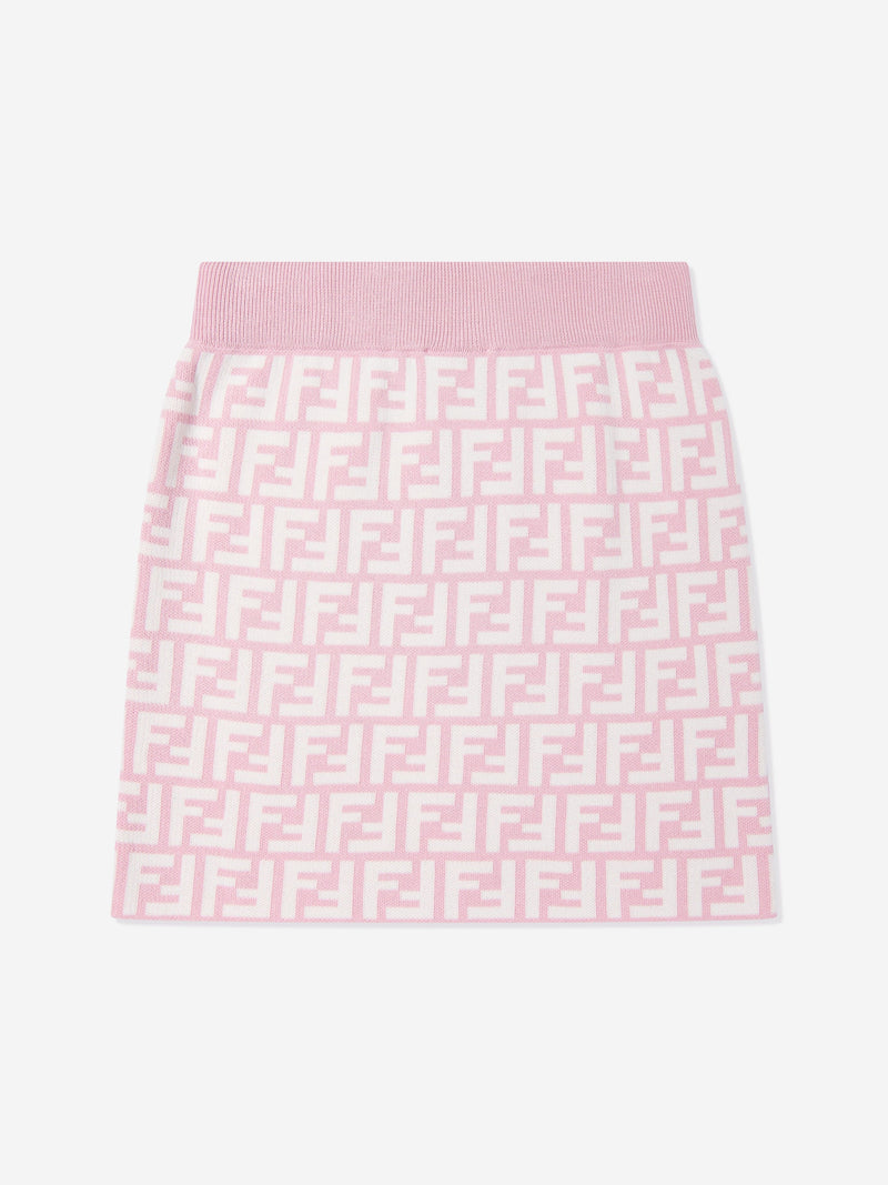 Girls FF Logo Knitted Skirt in Pink