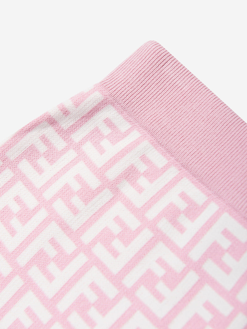 Girls FF Logo Knitted Skirt in Pink