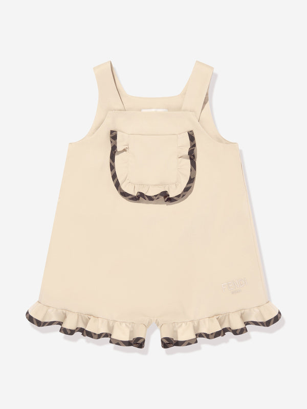 Baby Girls Frilly Playsuit in Beige