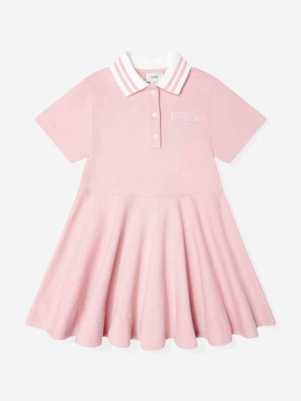 Girls Logo Polo Dress in Pink