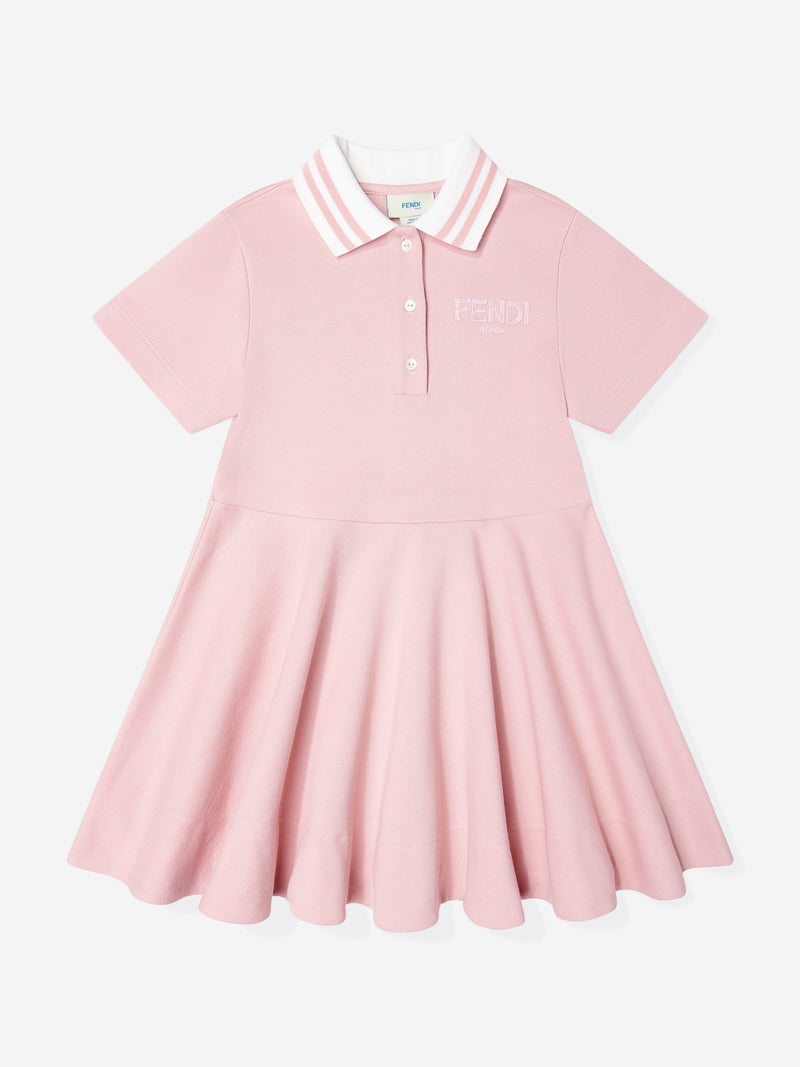 Girls Logo Polo Dress in Pink