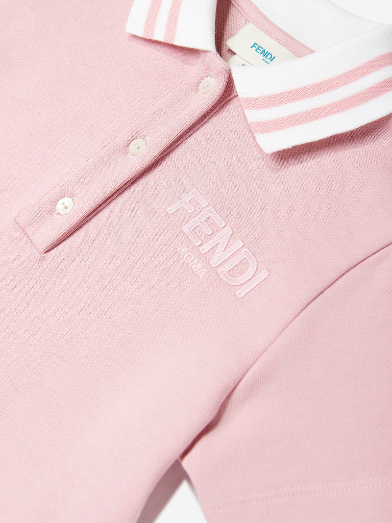 Girls Logo Polo Dress in Pink