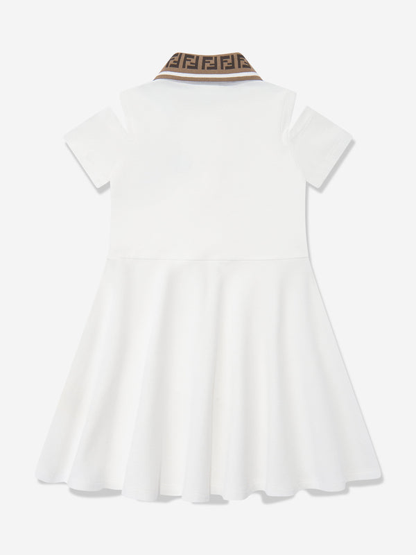 Girls Logo Polo Dress in White