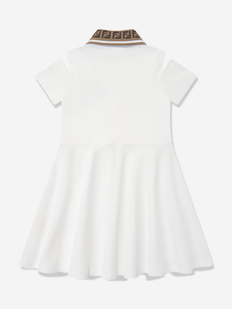 Girls Logo Polo Dress in White