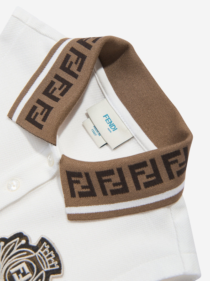 Girls Logo Polo Dress in White