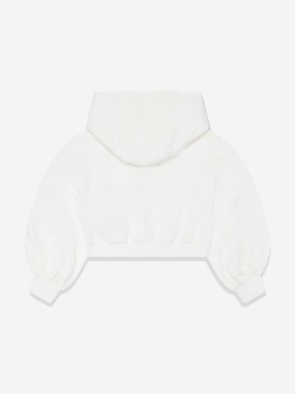 Girls Cropped Hoodie in White