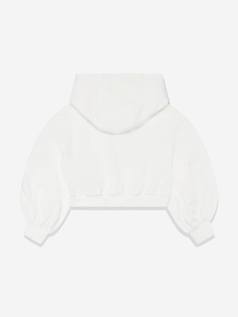 Girls Cropped Hoodie in White