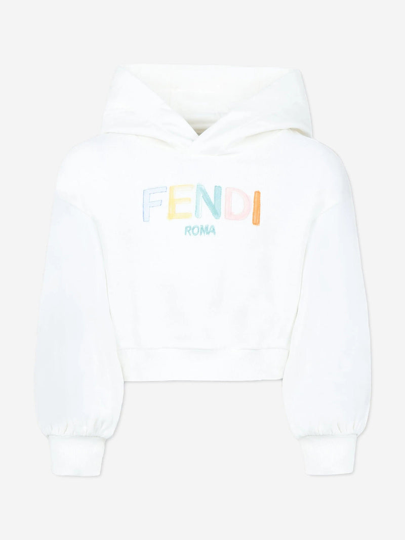 Girls Cropped Hoodie in White