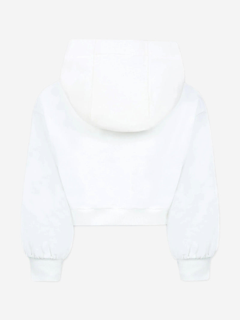 Girls Cropped Hoodie in White