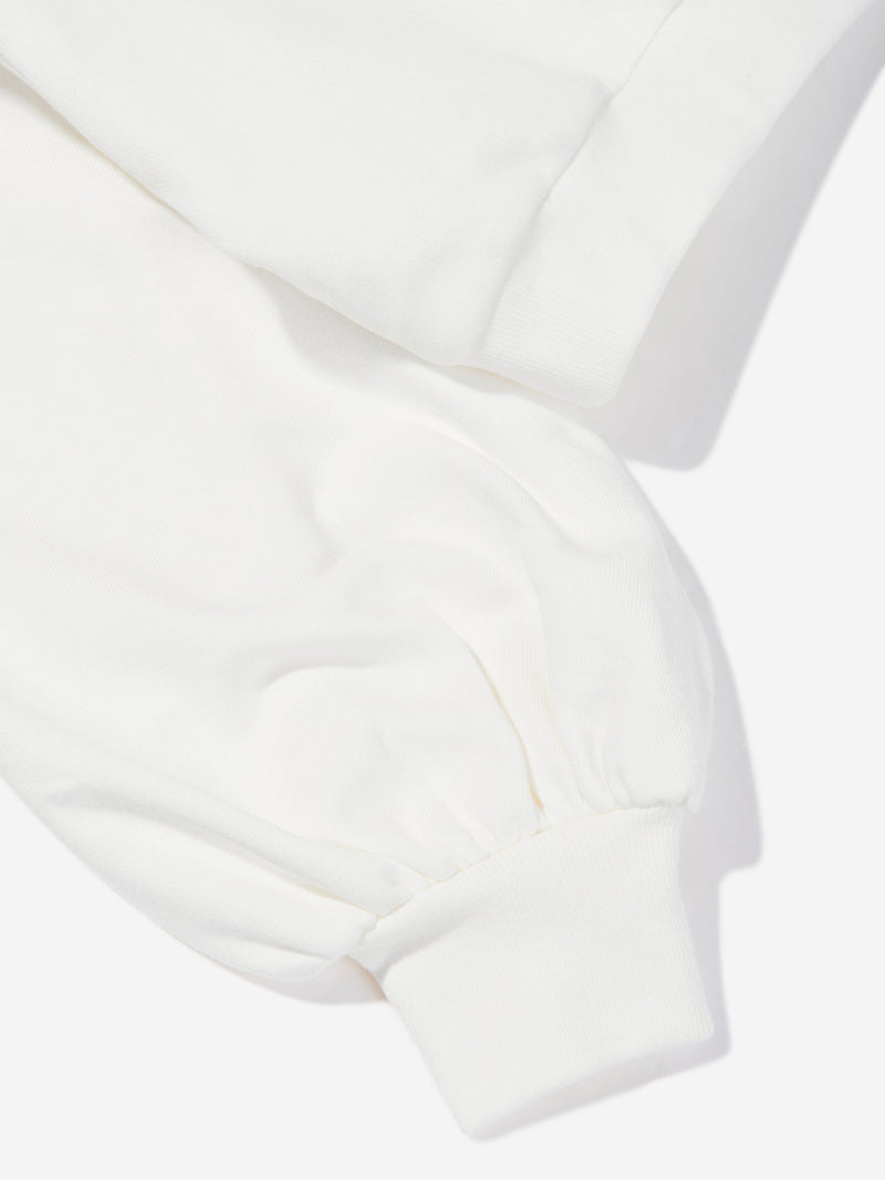 Girls Cropped Hoodie in White