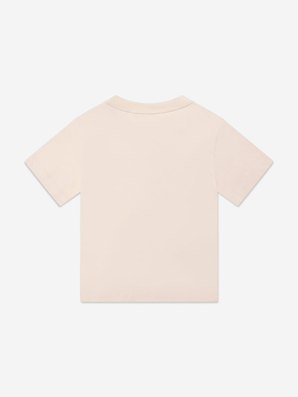 Girls Cropped Logo T-Shirt in Beige