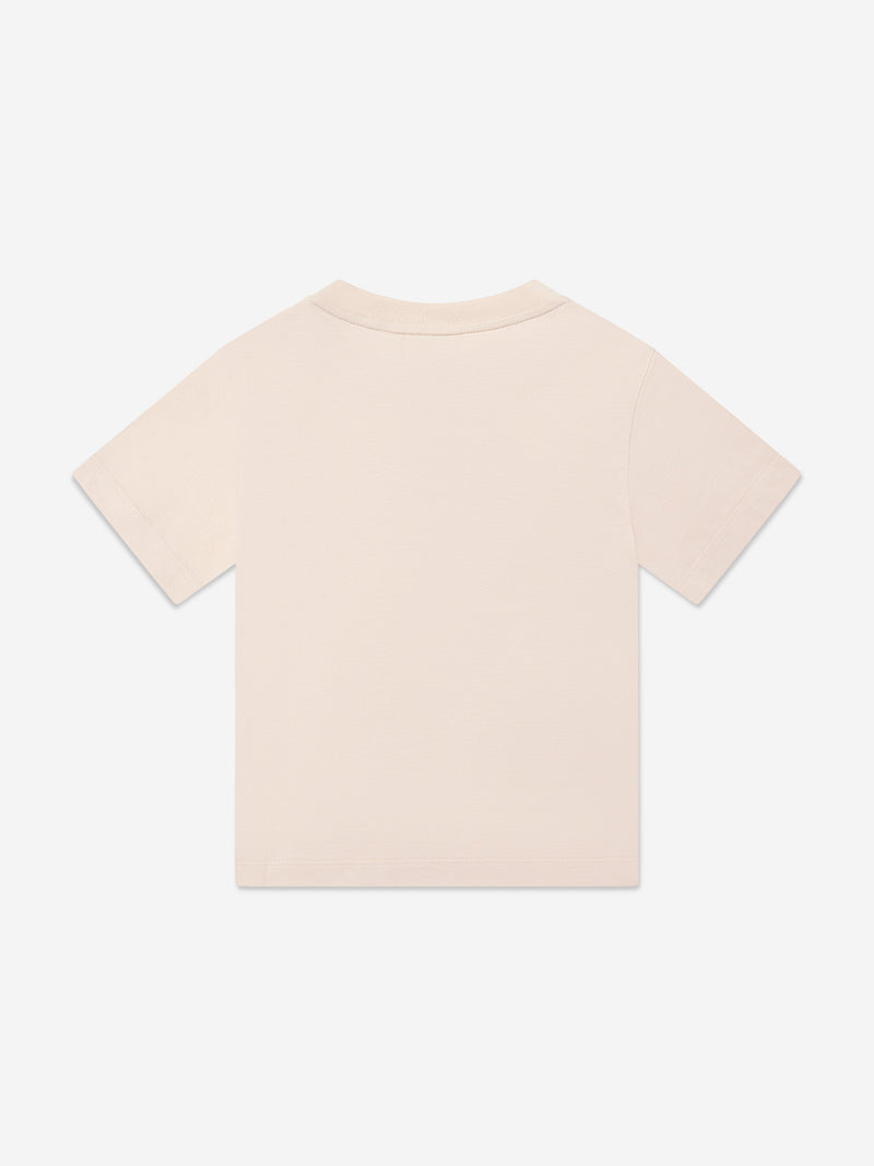 Girls Cropped Logo T-Shirt in Beige
