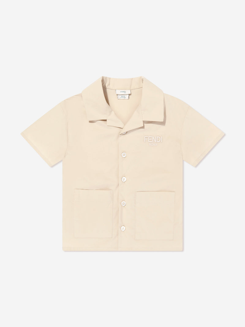 Baby Boys Logo Shirt in Beige