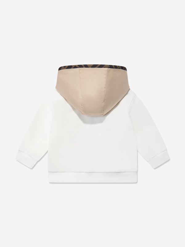 Baby Boys Stretch Gabardine Zip Up Top in Beige