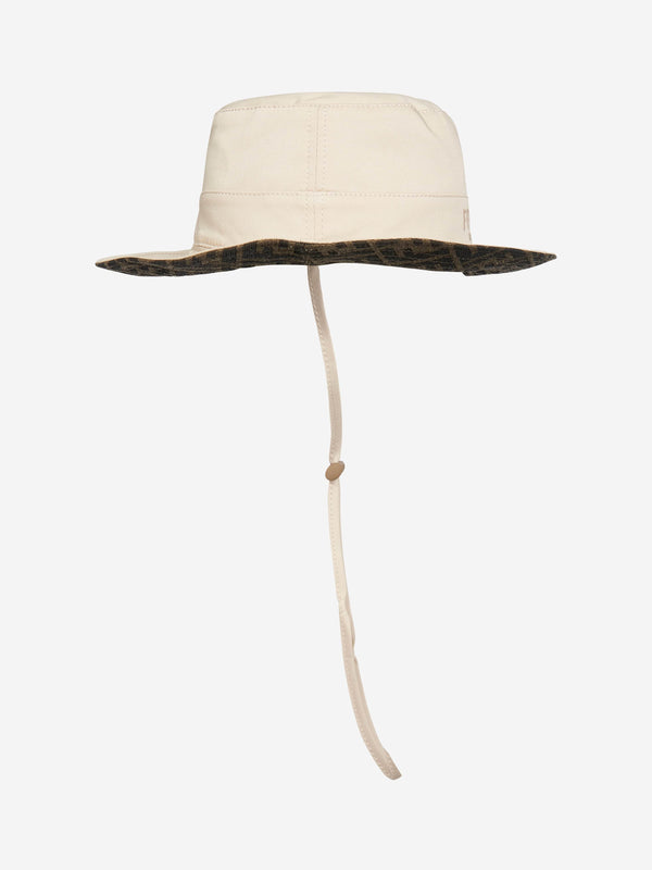 Fendi Boys Cotton Twill Bucket Hat in Beige