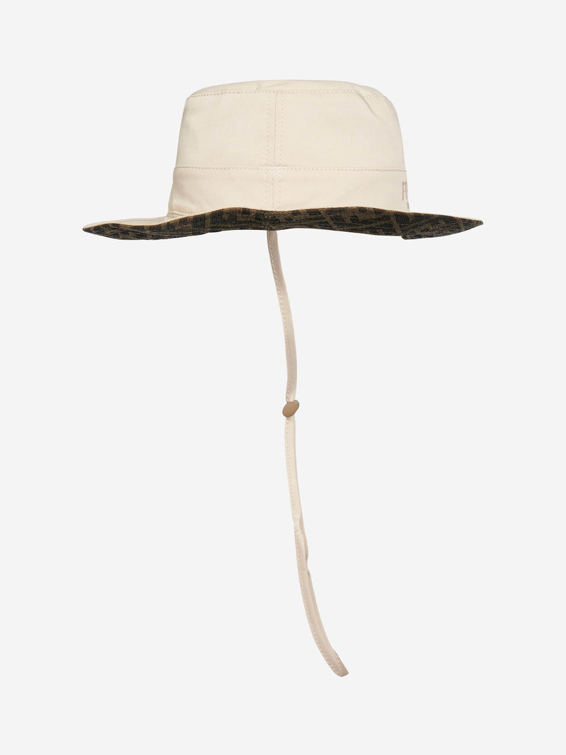 Fendi Boys Cotton Twill Bucket Hat in Beige