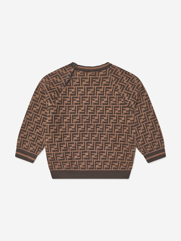 Baby Wool FF Logo Bear Jumper in Brown