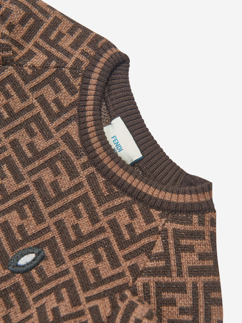 Baby Wool FF Logo Bear Jumper in Brown