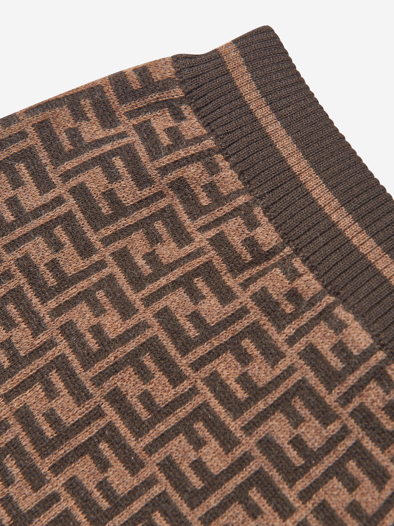 Baby Wool Knit FF Logo Shorts in Brown