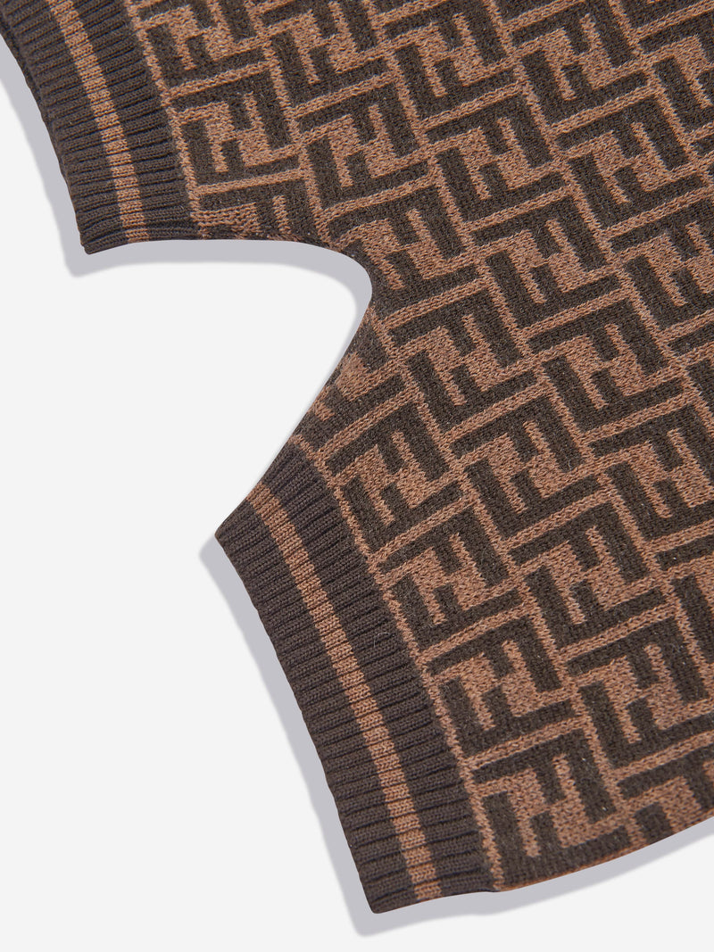 Baby Wool Knit FF Logo Shorts in Brown
