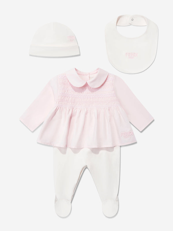 Baby Girls 3 Piece Babygrow Set in Pink