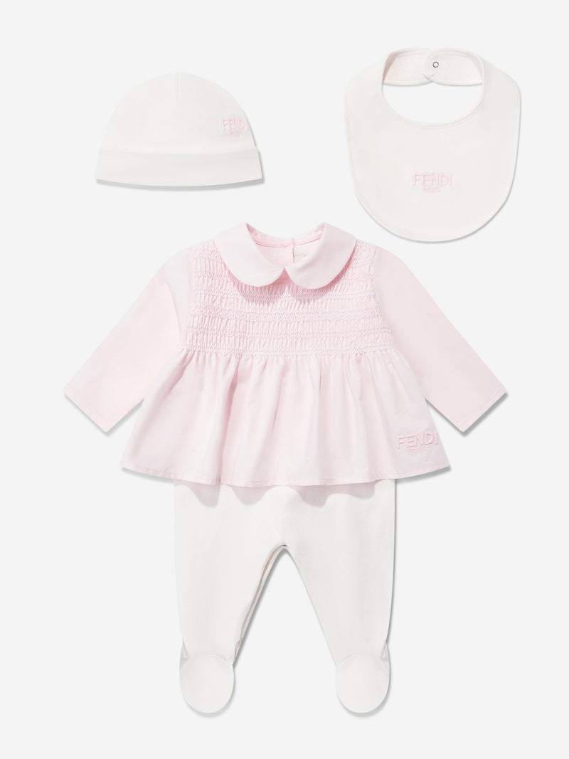 Baby Girls 3 Piece Babygrow Set in Pink