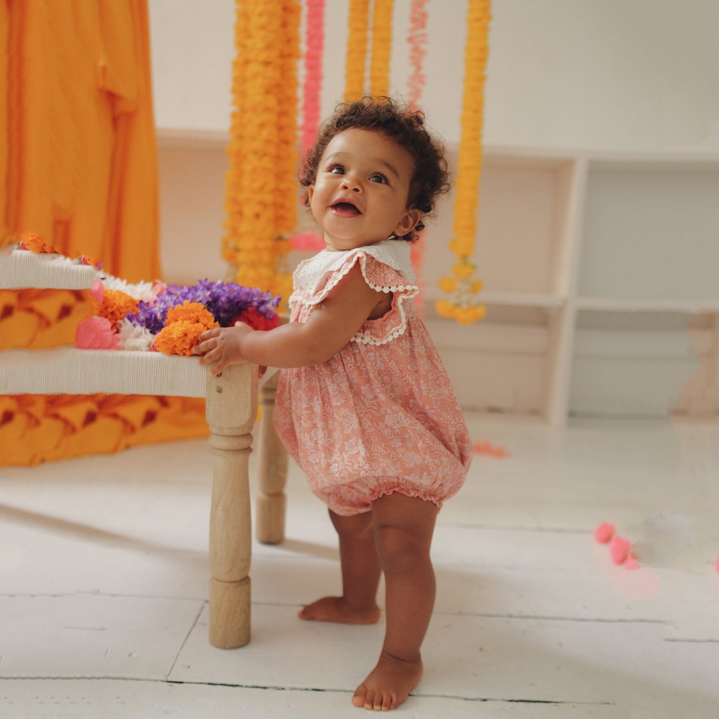 女婴粉色棉连体衣