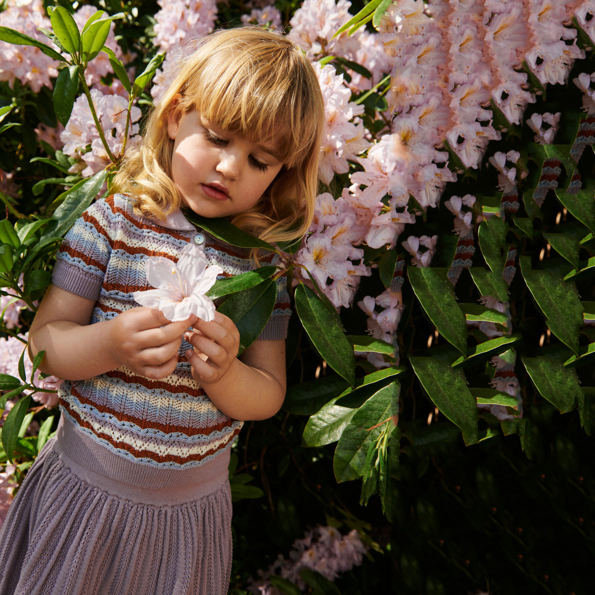 女童浅紫色镂空Polo衫