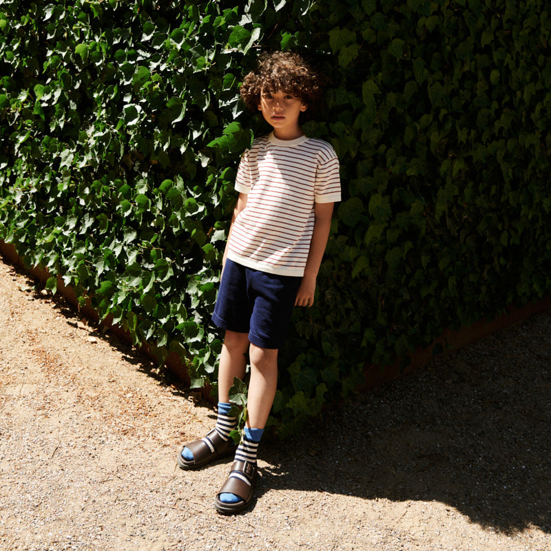 儿童红色条纹棉T恤