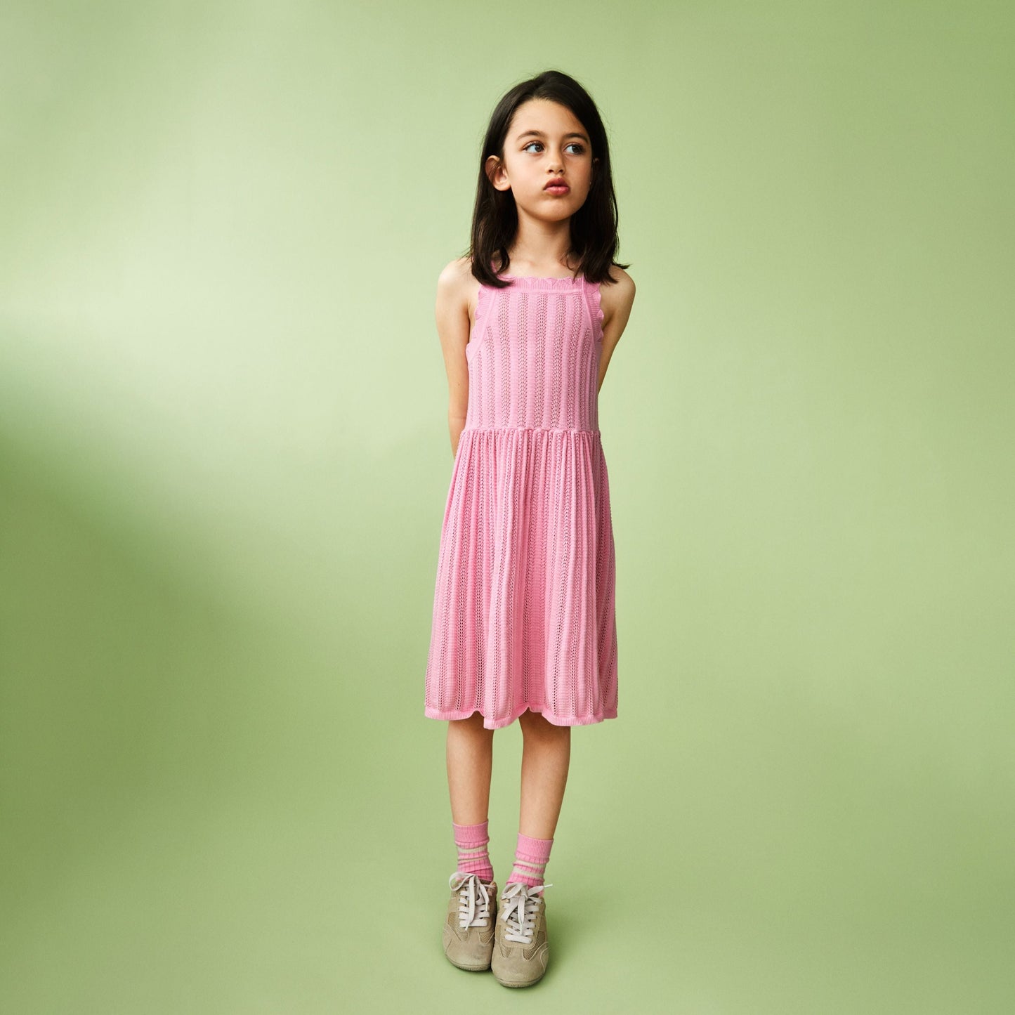 女童糖果粉棉针织连衣裙