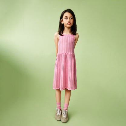 女童糖果粉棉针织连衣裙