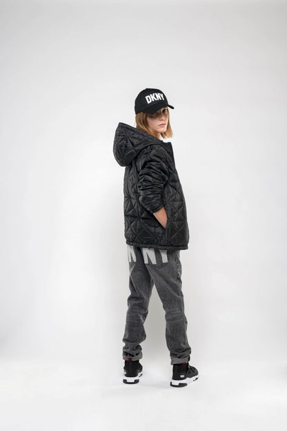 DKNY Kids 黑色徽标帽