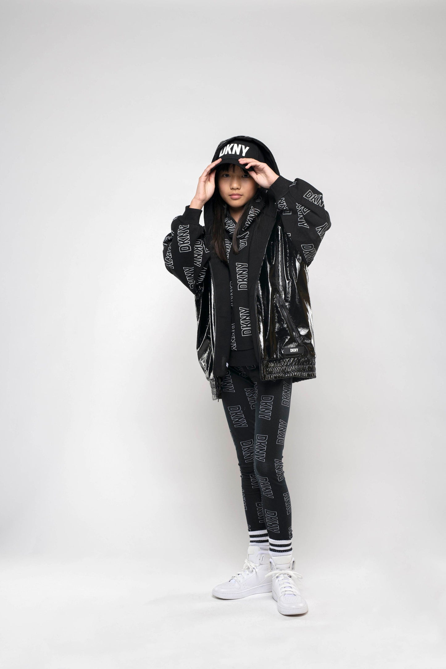DKNY 女童黑色徽标紧身裤