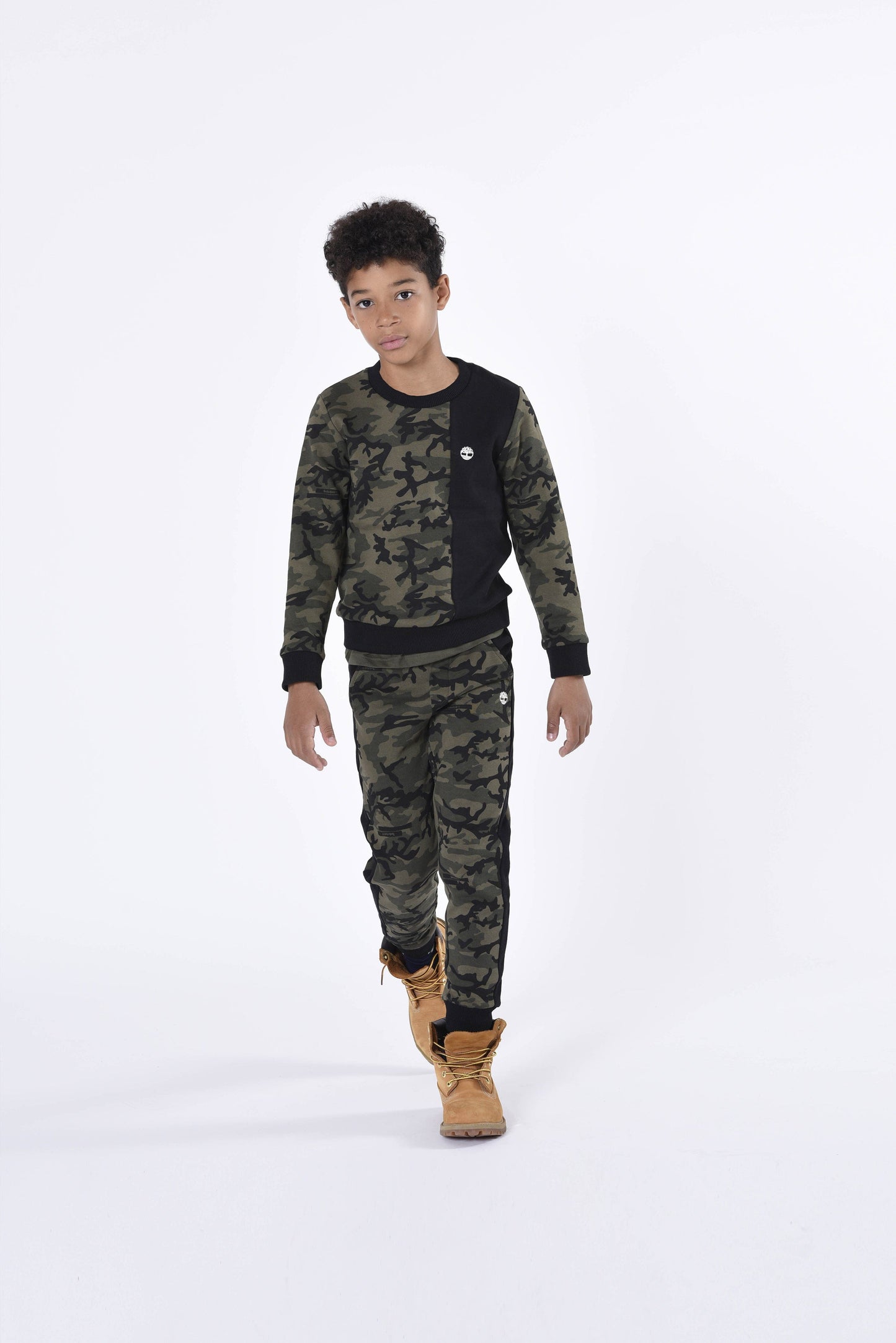 Timberland 男童绿色迷彩运动衫