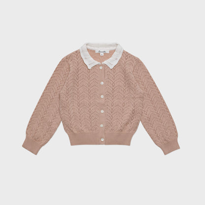 女童粉色针织开衫