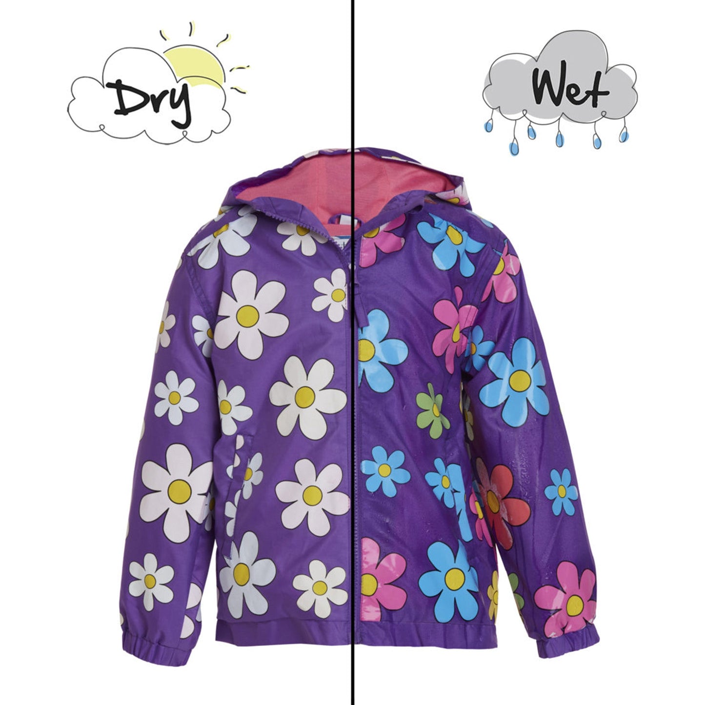 Dark Purple Flower Packaway Raincoat