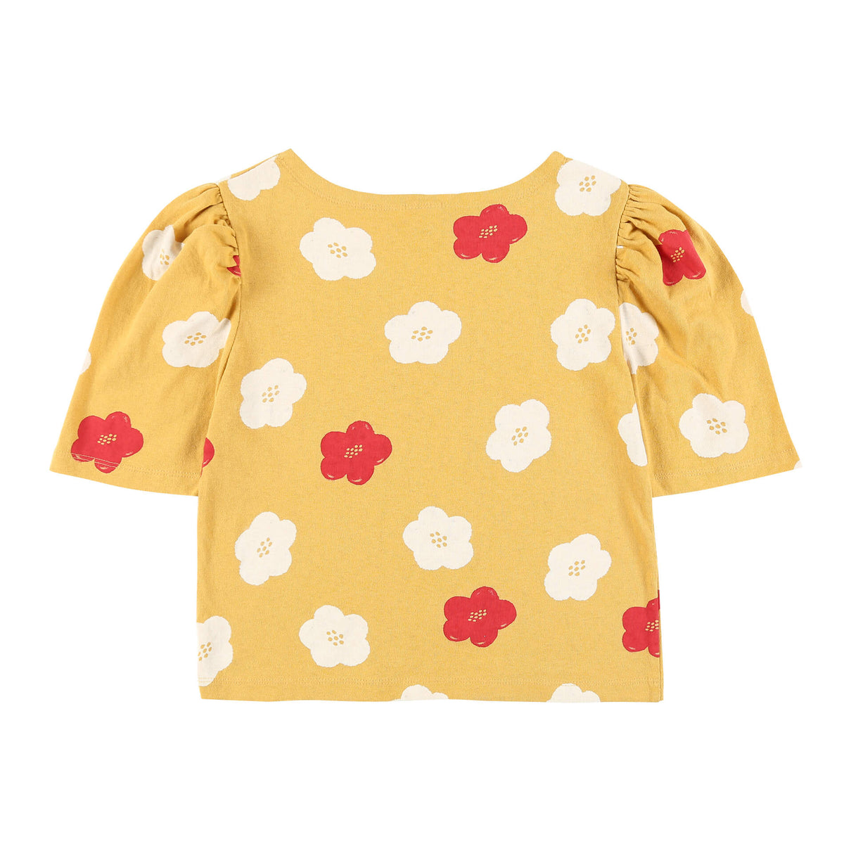 Girls Yellow Flowers Cotton T-Shirt