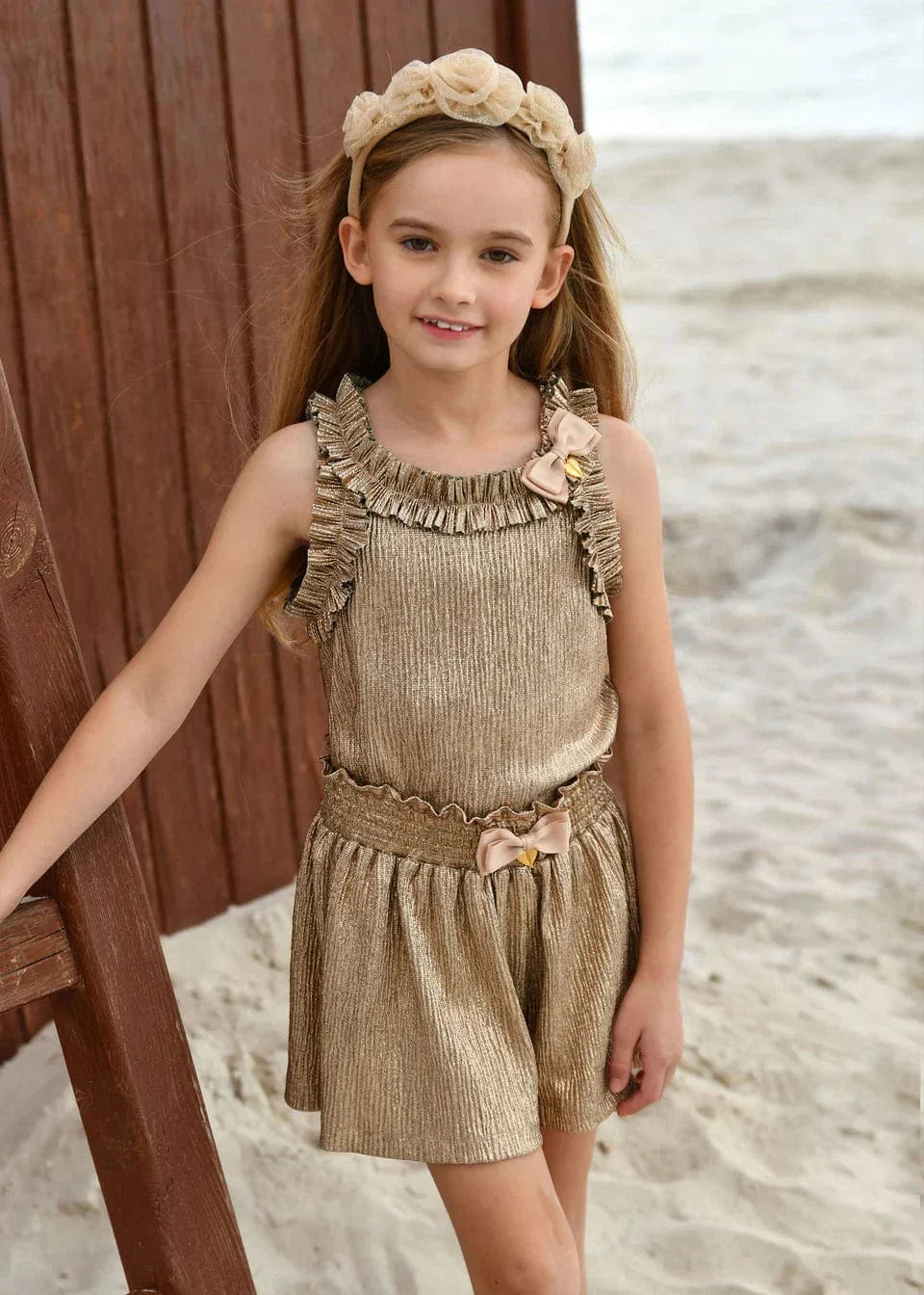 Girls Fortunate Top and Shorts Set in Gold