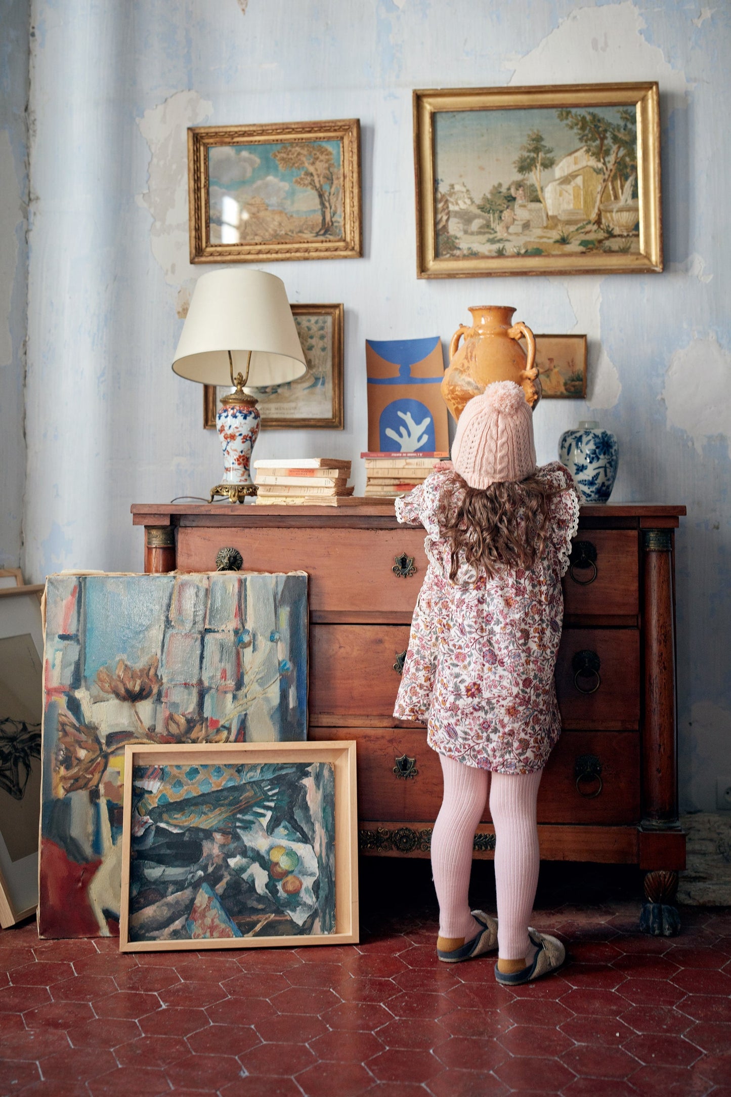 女童粉色棉连裤袜