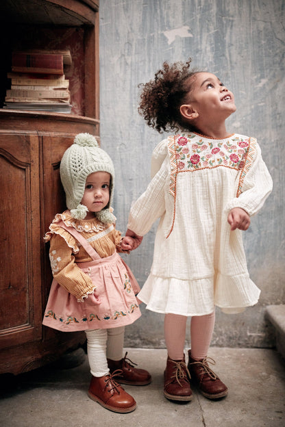 女童粉色棉连裤袜