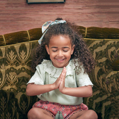 女童绿色碎花发带